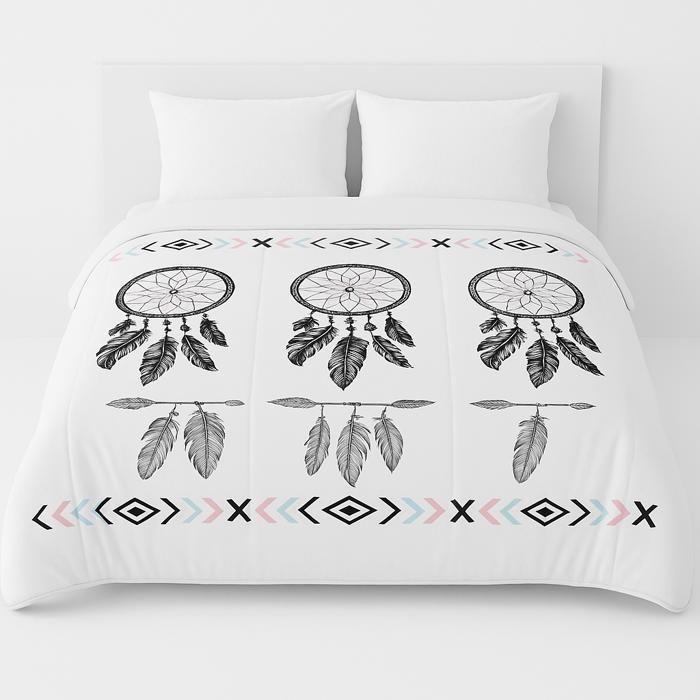 Couette - MORTREUX - Attrape Rêve Noir - 240x260 cm - Mi saison - 350g/m² fibre creuse