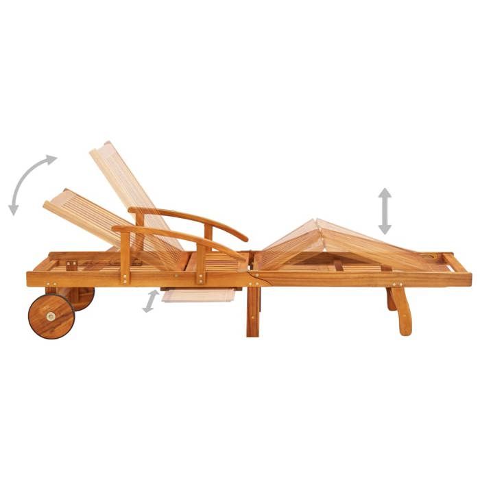 JLL*TOP - Chaise longue - Bain de soleil - avec coussin - Bois dacacia solide LLL791