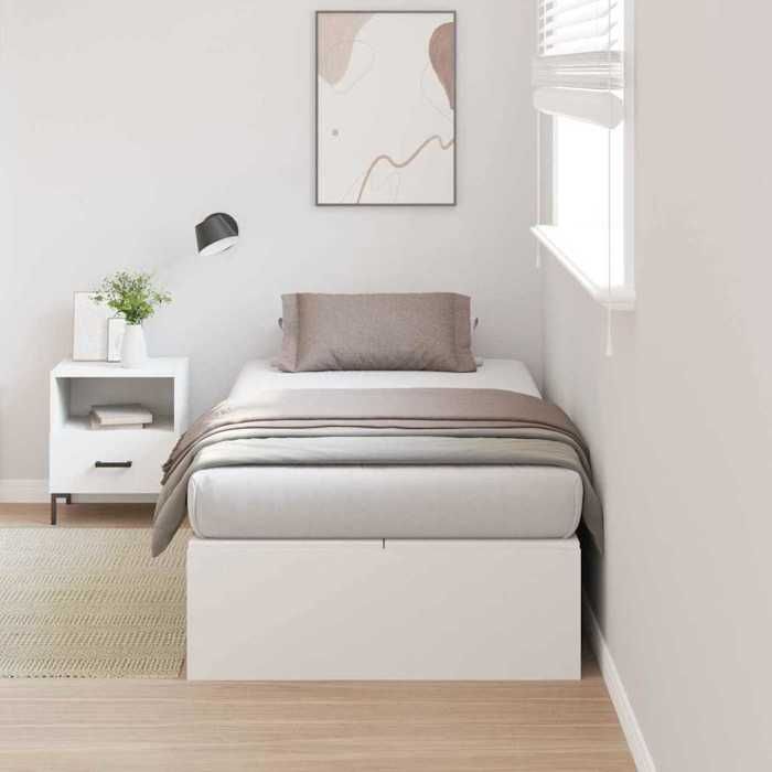 vidaXL Cadre de lit avec rangement Blanc 90 x 190 cm Bois dingénierie 3335405
