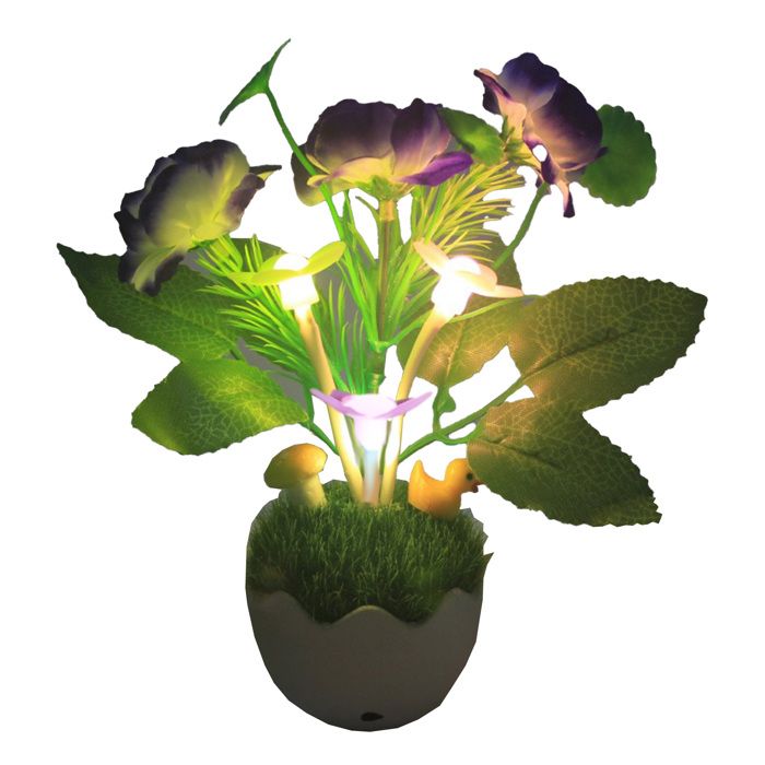 Veilleuse LED à capteur de fleurs de prunier violettes lampe de chevet à LED à changement de couleur veilleuse mignonne Label