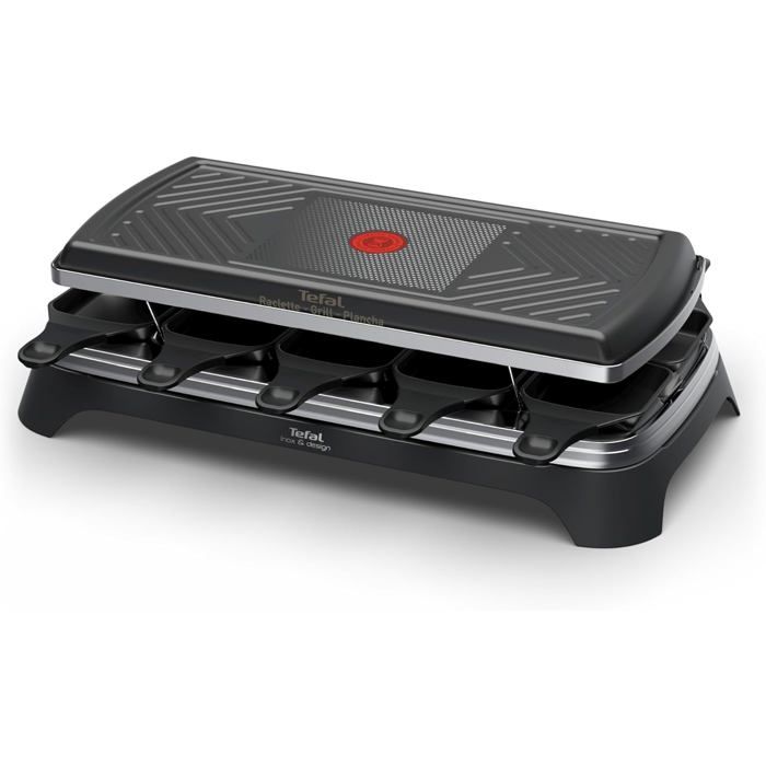 Appareil à raclette Tefal Inox & Design RE458NF0 3 en 1 Gril et plancha 10 personnes - vue 1