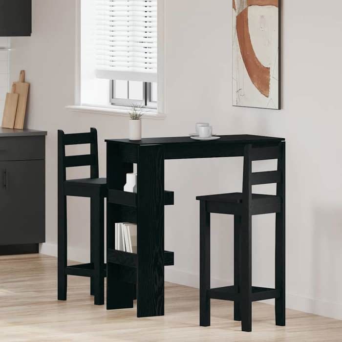 Table de Bar Murale - vidaXL - Chêne Noir - 102x45x103 5 cm - Étagère Intégrée