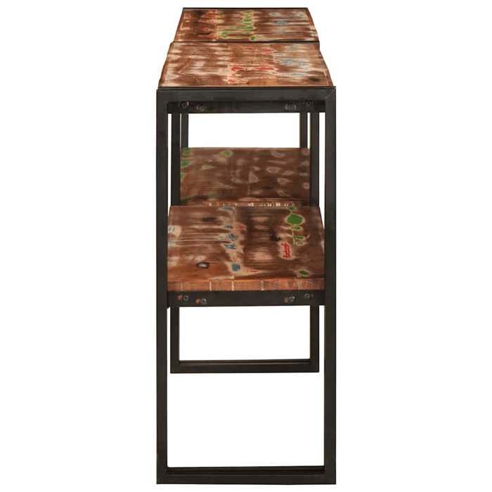 Table console en bois de récupération - vidaXL - Multicolore - Bois massif - 160x33x75 cm - Finition mate - Avec étagère