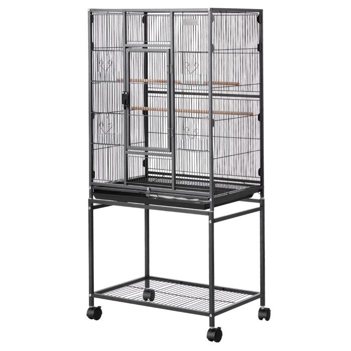 Cage pour oiseaux - DUOKU - Modèle 843 - Toit plat - Roues 360° - Espacement 10 mm