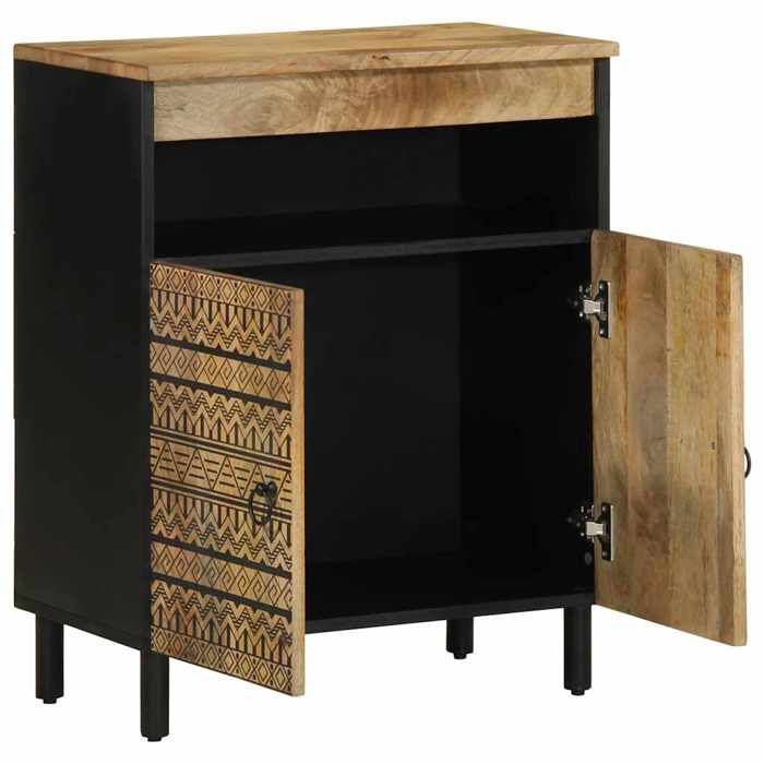 Buffet en bois de manguier massif - GKO - 60x33 5x75 cm - Brun - 2 portes - Cadre en fer - Style industriel