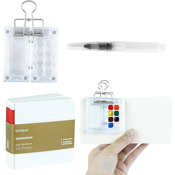 Aquarelle Kit Mini Kit Aquarelle De Voyage En Bois - Palette 8 Cases