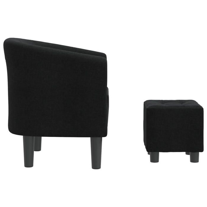 Fauteuil cabriolet avec repose-pied - MEUBLECHIC - Noir - 70x56x68 cm - Repose-pied 31x31x32 cm - Tissu polyester