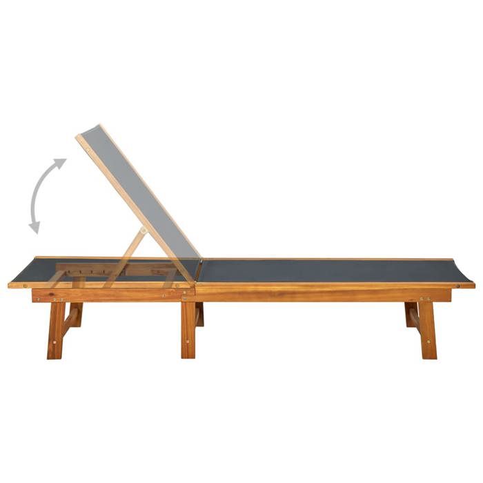 Promotion mars * Bain de soleil - YUNYAN - Chaise longue - 110 kg par siège - avec table Bois dacacia solide et textilène_9037725
