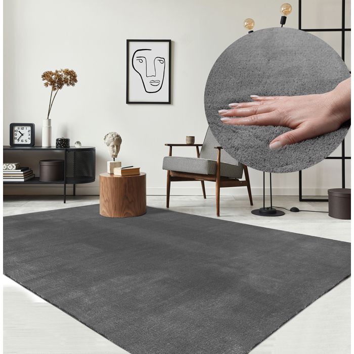 the carpet Relax tapis moelleux à poils courts antidérapant lavable à 30 degrés Anthracite 300 x 400 cm