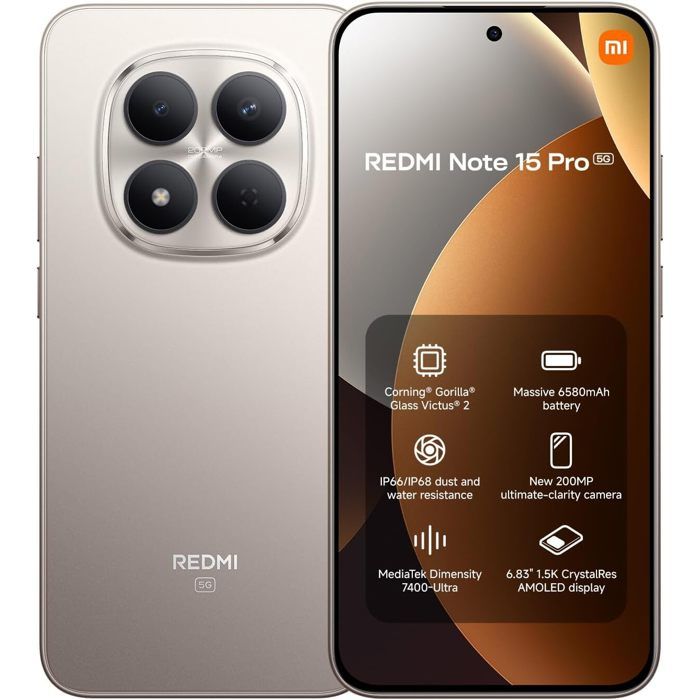 Smartphone Xiaomi Redmi Note 15 Pro 5G 12Go Ram 683 1.5K Appareil photo de 200 Mpx 6580 mAh Version globale - vue 2