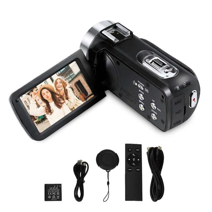Mp4 Video Camera Caméra Vidéo 2.7K 48MP Zoom 16X Écran Rotatif 270° Télécommande LED ...