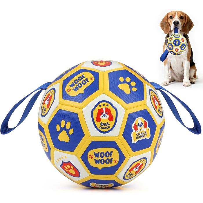 Football Interactif pour Chien avec Balle Résistante 6 Pouces - Édition World Cup et Poignées de Traction