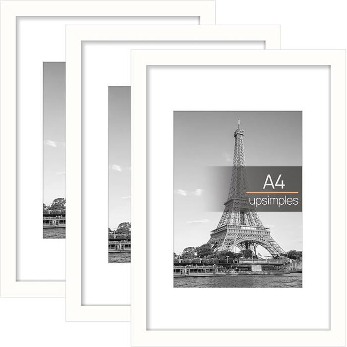 Lot de 3 Cadres Photo 21x29.7cm Cadre A4 Blanc pour Photos Images Affiches Puzzle 21x29.7cm