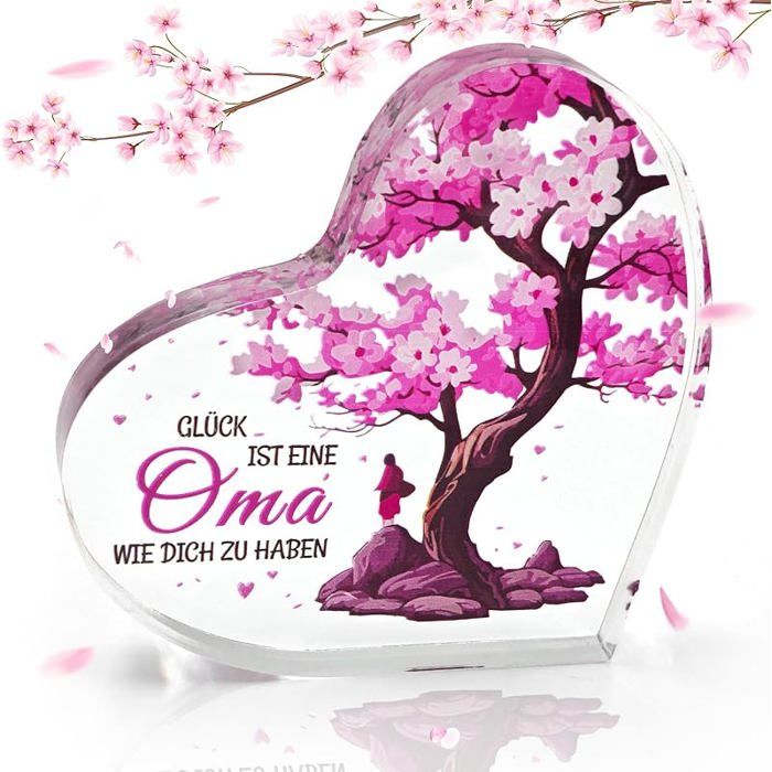 Cadeau pour Grand-mère Anniversaire Noël Plaque Acrylique en Forme de cœur Transparent Cadeau personnalisé Ca OBJET DECORATIF