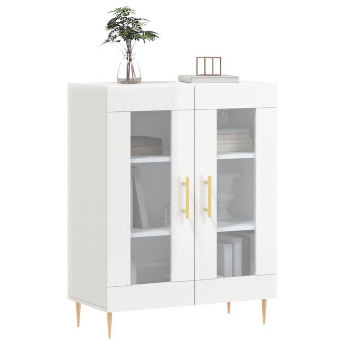 (13386)Commode - contemporain - Buffet rangement - Blanc brillant 69 5x34x90 cm Bois dingénierie poid:25.52 kg