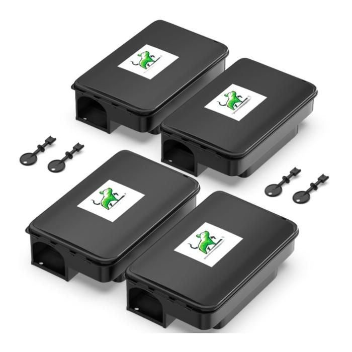 4PCS Pièges à Rats et Souris Professionnels – Station d’Appât Sécurisée pour Enfants & Animaux – Poste d’Appâtage Efficace Noir