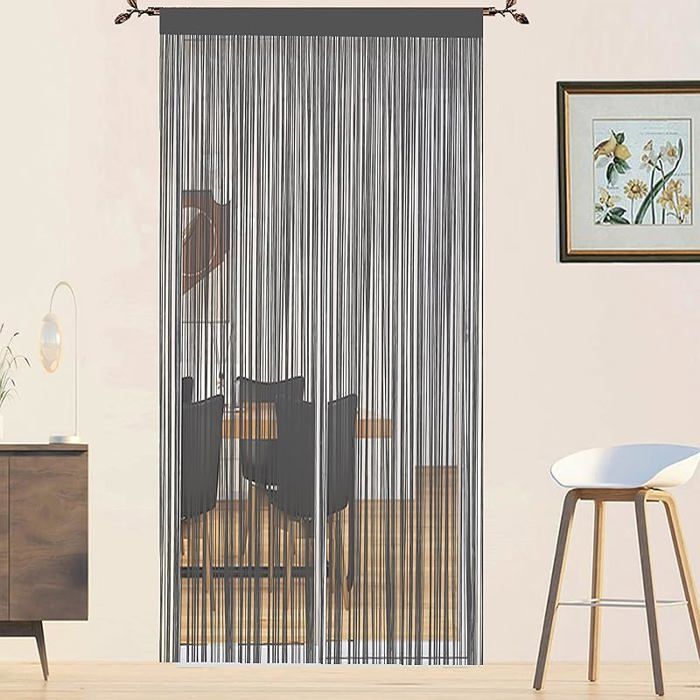 Rideau de porte Rideau de porte pour fenêtremouchesdécorations de portescloisons Gris 200L X 200H cm (1 Panneaux)