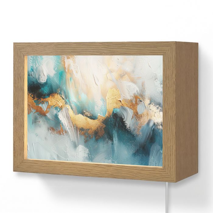 Applique Murale LED - Lampe de Chevet Murale Design - Motif Abstrait - Art - Or - Bleu 20x15 cm Couleur Turquoise - OnlyWow
