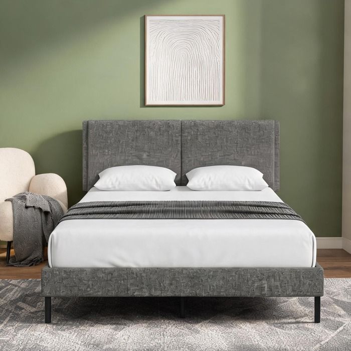 Canape Convertible en Lin et métal Gris 196 x 150 x 112 cm