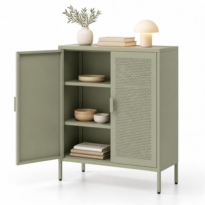 Buffet de Cuisine GIANTEX Meuble Cuisine avec 2 Étagères Amovibles Façade Perforée et Pieds Réglables 80x35x102 cm Vert Buffet de Cuisine GIANTEX Meuble Cuisine avec 2 Étagères Amovibles Façade Perforée et Pieds Réglables 80x35x102 cm Vert