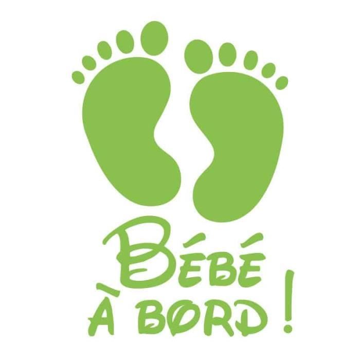 Sticker bébé à bord petits pieds - ADZIF.BIZ - J0115 - Vert - Voiture - Autocollant pour voiture