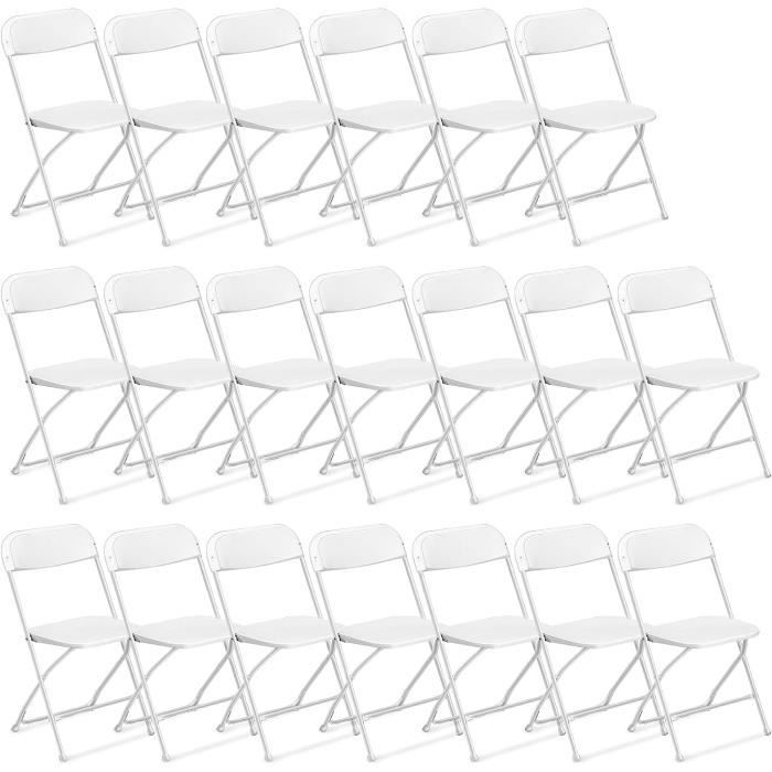 Lot de 20 Chaises de réception pliantes-Blanc