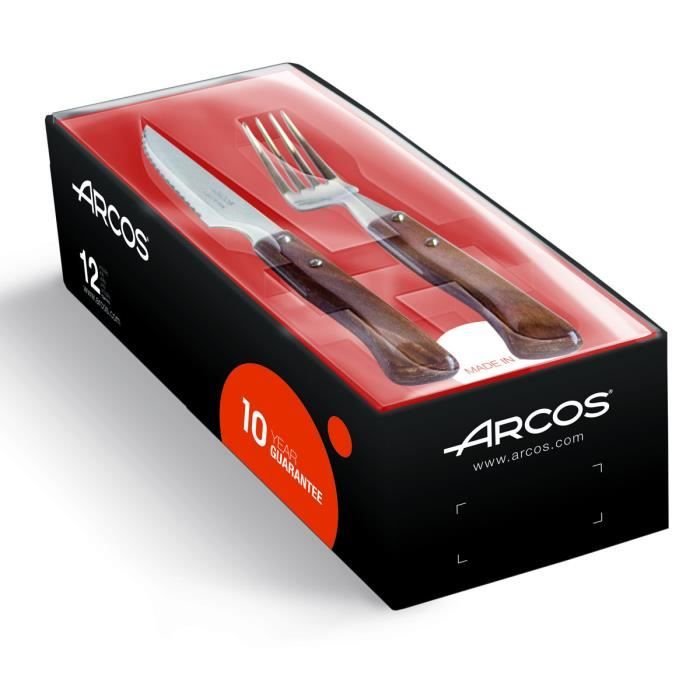 Arcos Couteaux de Table - Set de Couteaux à Steak 4 pièces (4 Couteaux) -  Monobloc d'une Pièce Acier Inoxydable Couleur Argent