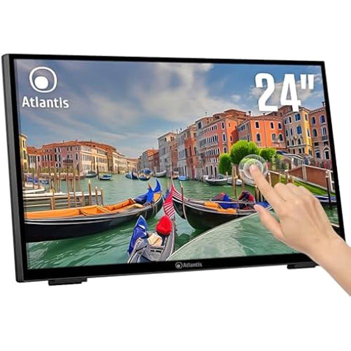 Moniteur Tactile 24 Pouces ATLANTIS A05-T24A-VHDM – Full HD 1920×1080 – 10 Touches – Inclinable 15°-70°