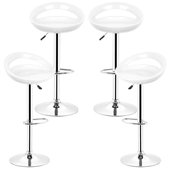 Tabourets de bar - ABS Blanc - Réglage de hauteur - Pieds antidérapants - Rotation 360°