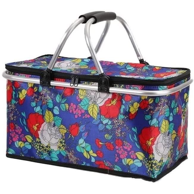 Sac Isotherme Pliable, Panier de Pique-Nique isolé 30 L avec Cadre