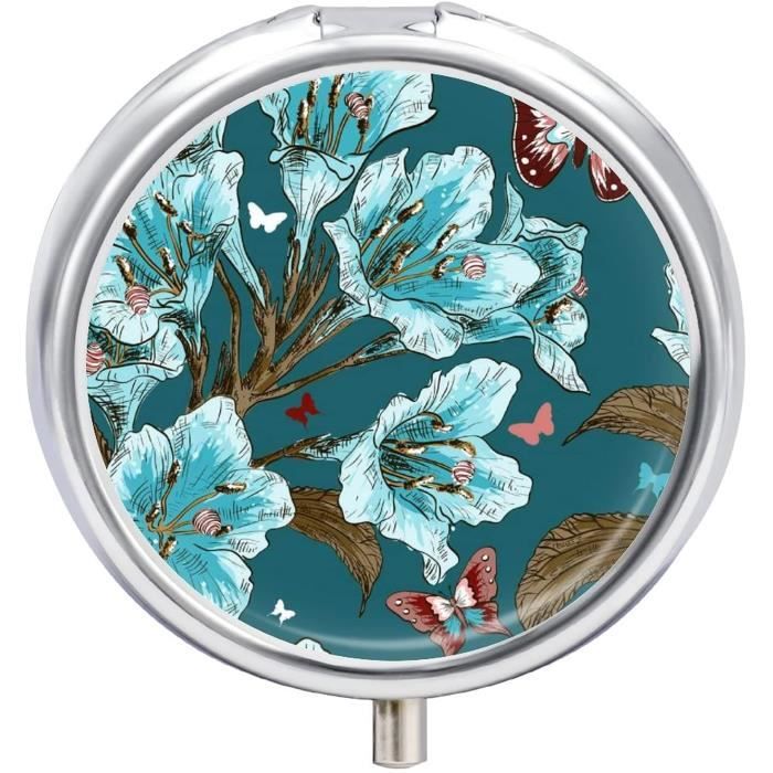 Boîte à Pilules Personnalisable Avec Prénom - Pilulier Argenté Réf. 25 Papillon