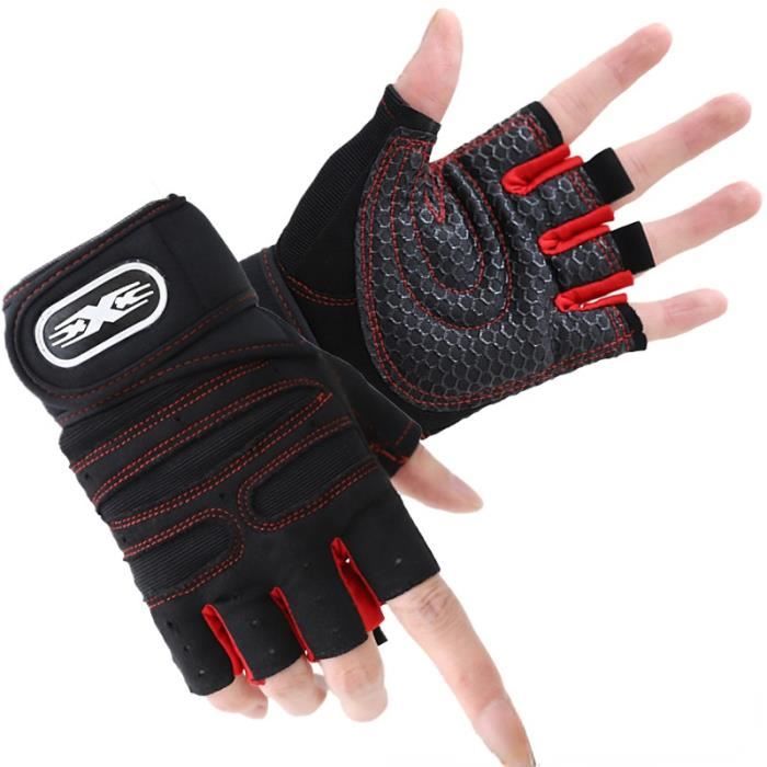 Noir rouge L Gants de musculation pour hommes et femmes