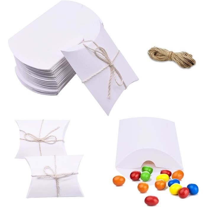 100 Boîtes Cadeaux Kraft Vintage - 9x6,5x2,5cm - Pour Mariage, Baptême, Bonbons - Avec Ficelle Jute