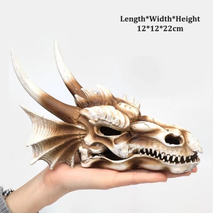 Réplique De Crâne De Vélociraptor En Résine – Modèle Réaliste 12,5 X 20 X 29 Cm – Décoration, Accessoire Photo, Outil Pédagogique