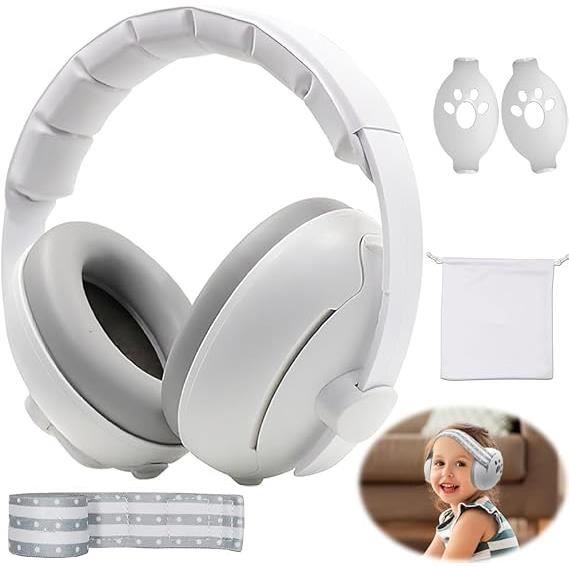 Casque Anti-bruit Bébé 2 En 1 Réglable - 0 à 48 Mois, Pour Sommeil Et Sorties (rose)
