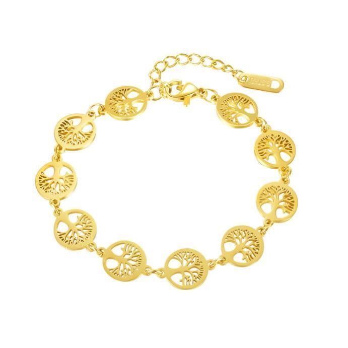 Bracelet Femme - ORGANGONFAND - Arbre de vie tempérament - Cadeaux danniversaire et de Noël - OR