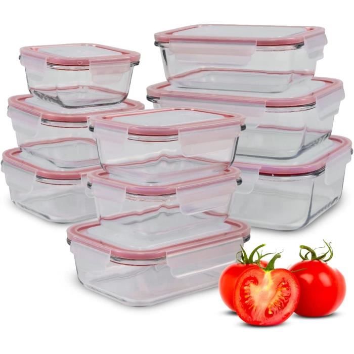Cuiselect Lot de 10 récipients alimentaires réutilisables en verre de