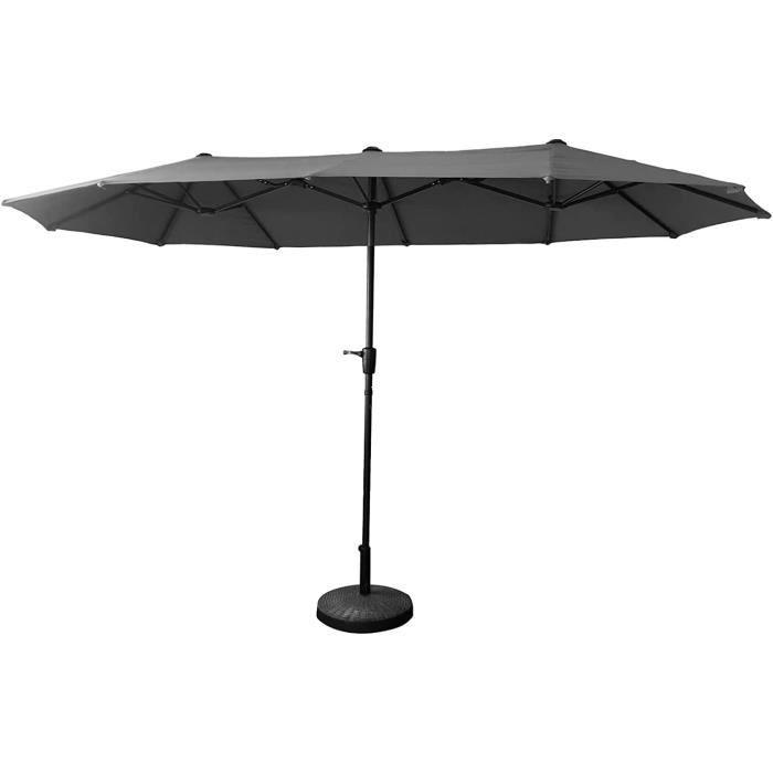 Parasol De Jardin Double XXL Kingsleeve® Anthracite 460x270cm - Protection Solaire UV40+ Avec Manivelle