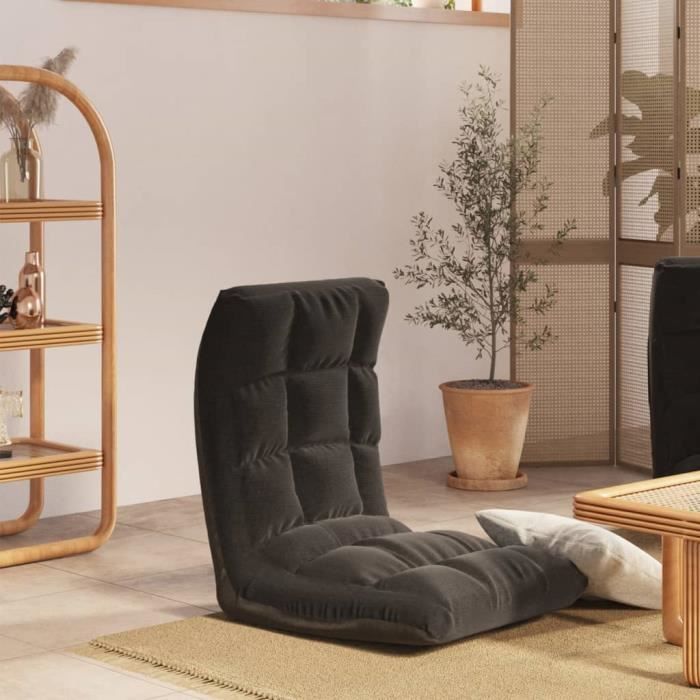 Chaise de sol pliable CHEZ JILI - Siège de sol salon - Noir Tissu FR8509