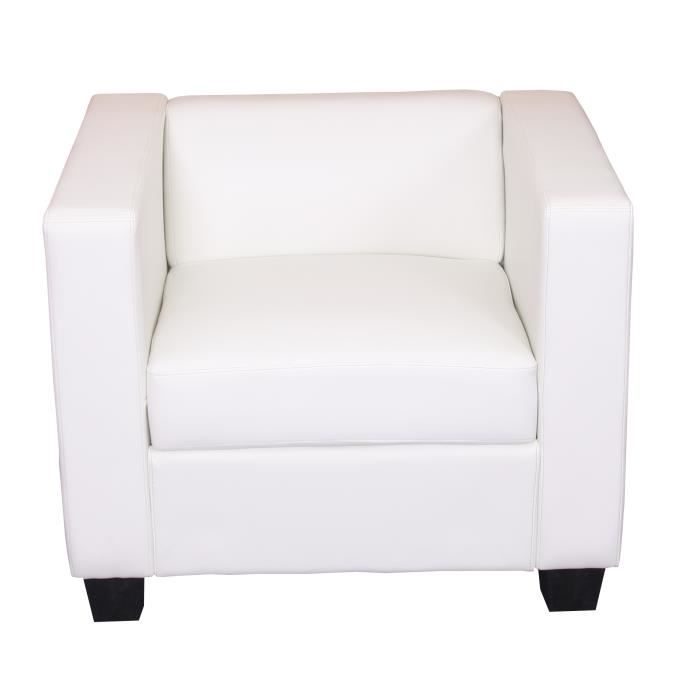 fauteuil lounge lille - simili-cuir - blanc - design élégant et moderne