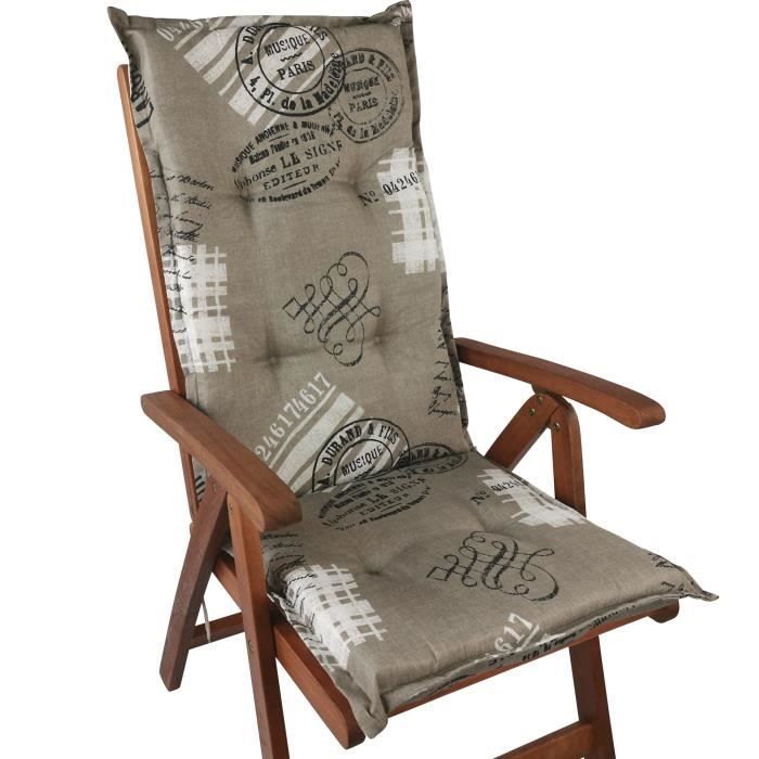 2x Coussins à Dossier Haut pour Chaises de Jardin 'Naxos' 118x49x6 cm