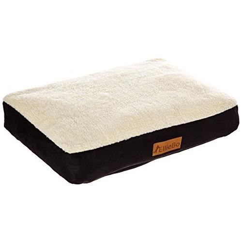 Ellie-Bo Lit pour chien avec garniture en faux suède et peau de mouton pour cage pour chien - caisse moyenne 30 pouces, EB-CA
