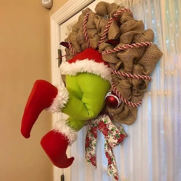 MYJZY Grinch Couronne de Noël 12-14-16 Couronne de Porte Pouces
