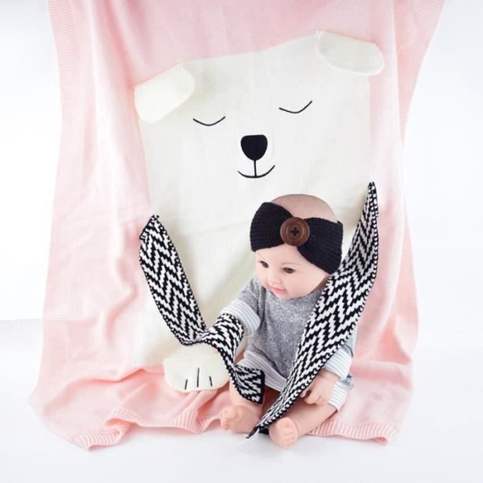 Couverture Bebe Blanc Ours Mignon Plaid En Tricot Coton Pour Nouveau Ne Enfant Rose Cdiscount Puericulture Eveil Bebe