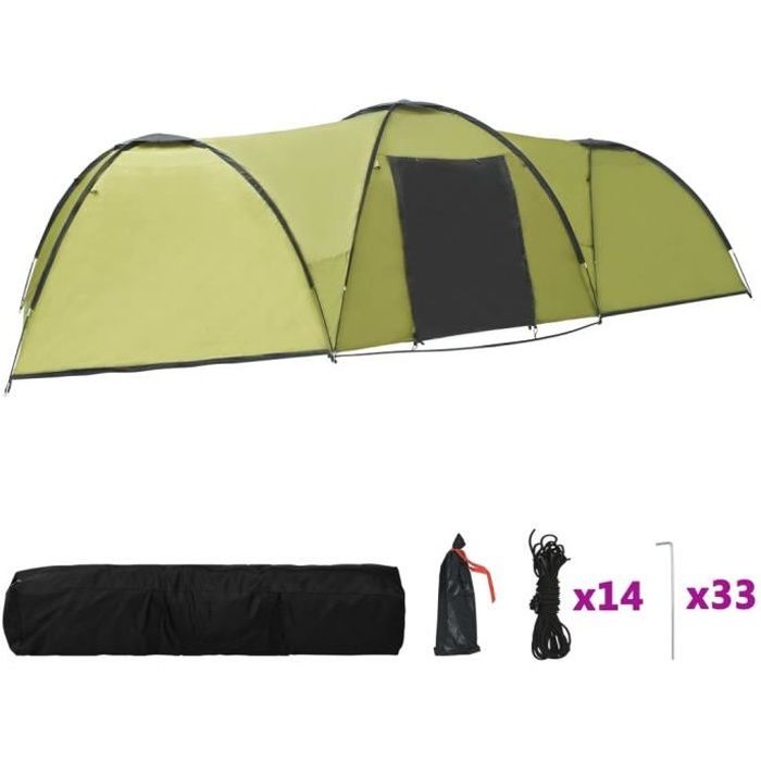 Haute qualité- Tente de camping Familiale igloo - 8 personnes - Tunnel Imperméable 650x240x190 cm Vert @260175