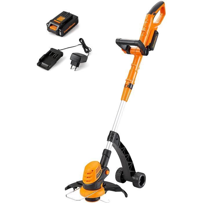 Coupe-Bordures Sans Fil LawnMaster 24V 25cm - 2en1 Tailleuse & Bordureuse - Batterie Incluse