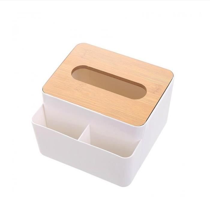 10 x 10 x 16 cm Blanc Bo/îte de conservation avec couvercle aspect bois 1,4 l