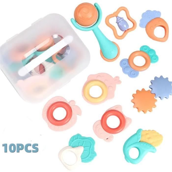 Bébé Premier Hochet Jouet dentition pour bébé 3 mois cadeau d'apprentissage précoce poignée peut mâcher - 10pcs