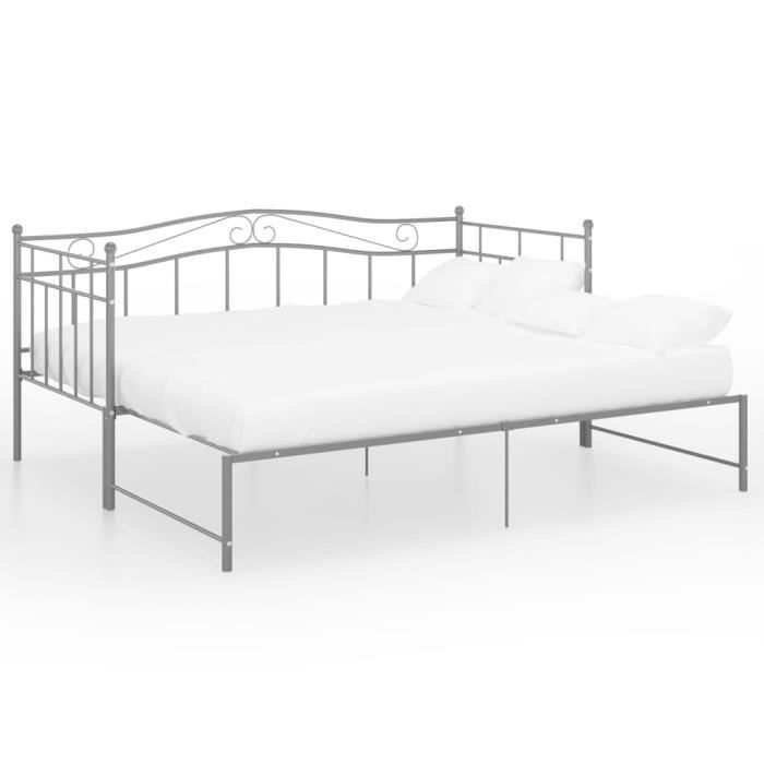 Canapé-lit extensible - HB014 - Métal - Gris - 90x200 cm - 2 places