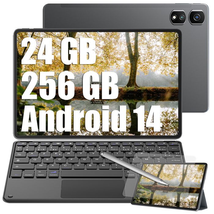 Blackview Tab 16 Pro Tablette Tactile 10.95 24Go+256Go-SD 1To 7700mAh 13MP+8MP Android 14 Dual SIM PC Mode Gris Avec Clavier K1